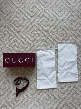 Gucci Burgundy ShoeBbox with White Dust Bags and Burgundy Ribbon